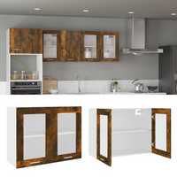vidaXL Hanging Glass Cabinet Lyon Smoked Oak 80x31x60 cm Engineered Wood
