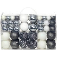 vidaXL 100 Piece Christmas Ball Set 3/4/6 cm White/Grey