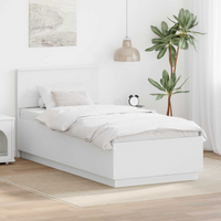 vidaXL Bed Frame with Headboard White 70 x 190 cm Engineered Wood