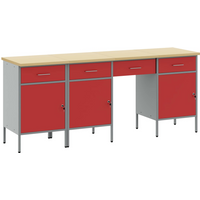 vidaXL Work Cabinet with Drawer with Lock 4 pcs Red 200 x 55 x 85 cm