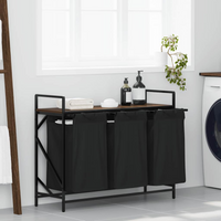 vidaXL Laundry Basket 3 Compartments with Shelf Brown Oak