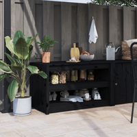 vidaXL Outdoor Kitchen Cabinet MEPPEL Black 106x55x64 cm Solid Wood Pine