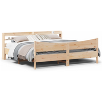 vidaXL Bed Frame with Headboard 180x200 cm Super King Solid Wood Pine