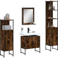 vidaXL 4 Piece Bathroom Cabinet Set Smoked Oak Engineered Wood