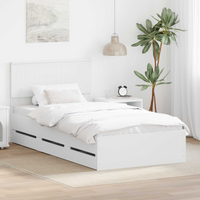 vidaXL Bed Frame with Drawer White 100 x 200 cm Engineer Wood