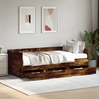 vidaXL Daybed with Drawers without Mattress Smoked Oak 90x200 cm