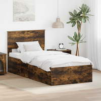 vidaXL Bed Frame with Headboard Smoked Oak 75 x 190 cm Engineered Wood