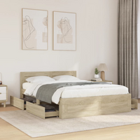 vidaXL Bed Frame with Headboard without Mattress Sonoma Oak 135x190 cm Double
