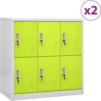vidaXL Locker Cabinets 2 pcs Light Grey and Green 90x45x92.5 cm Steel
