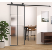 vidaXL Sliding Door Aluminium and ESG Glass 76x205 cm Black