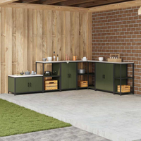 vidaXL Kitchen Storage with Shelf Olive Green 60 x 50 x 92 cm Steel