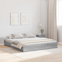 vidaXL Storage Bed Frame Grey Sonoma 180 x 200 cm Engineered Wood