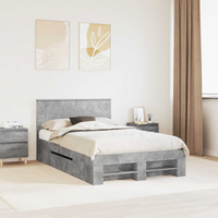 vidaXL Bed Frame Concrete Grey 137 x 203 cm Engineered Wood