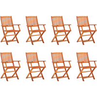vidaXL Folding Garden Chairs 8 pcs Solid Eucalyptus Wood