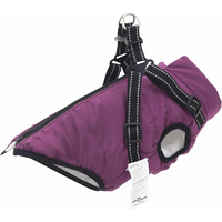 vidaXL Dog Coat with Harness Purple L Fleece and Polyester