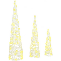 vidaXL Christmas Tree 3 pcs Warm white 20 x 20 x 80 cm Acrylic