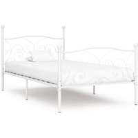 vidaXL Bed Frame without Mattress with Slatted Base White Metal 90x200 cm