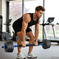 vidaXL 2-in-1 Dumbbell Set 30kg Black and Blue