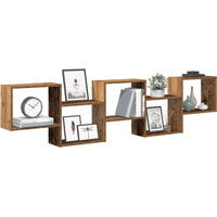 vidaXL Wall Cube Shelf 5 Compartments Old Wood Engineered Wood
