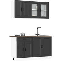 vidaXL 4 Piece Kitchen Cabinet Set Porto Black Engineered Wood