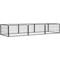 vidaXL 8-Panel Dog Playpen Black 100x50 cm Powder-coated Steel