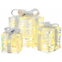 vidaXL Gift Box with 60 LEDs 3 pcs Warm white 20 x 20 x 20 cm PET