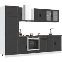 vidaXL 8 Piece Kitchen Cabinet Set Porto Black Engineered Wood