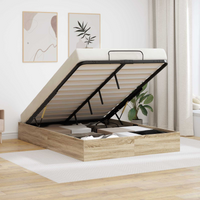 vidaXL Ottoman Bed Frame Sonoma Oak 203 x 120 x 25 cm Chipboard
