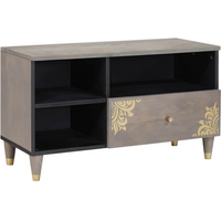 vidaXL TV Cabinet with Drawer Grey 80 x 33 x 46 cm Solid Mango Wood