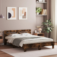 vidaXL Bed Frame with LED without Mattress Smoked Oak 140x200 cm