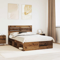 vidaXL Bed Frame with Headboard Old Wood 150 x 200 cm Solid Pine Wood