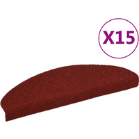 vidaXL 15 pcs Self-adhesive Stair Mats Needle Punch 65x21x4 cm Red