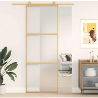 vidaXL Sliding Door Gold 76x205 cm Frosted ESG Glass and Aluminium
