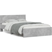 vidaXL Bed Frame with Headboard and LED Concrete Grey 140x200 cm