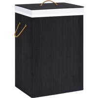 vidaXL Bamboo Laundry Basket Black