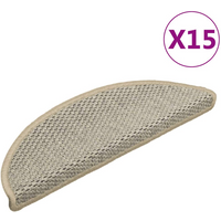 vidaXL Stair Mats Self-adhesive Sisal-Look 15 pcs 56x17x3 cm Light Green