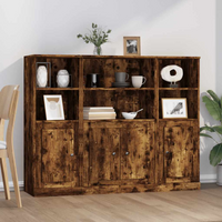 vidaXL Highboards 3 pcs Smoked Oak Engineered Wood