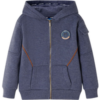 Kids' Hooded Sweatshirt with Zip Dark Blue Melange 128