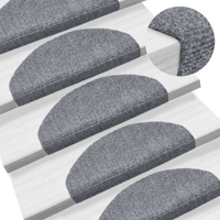 vidaXL Stair Mats Self-adhesive 5 pcs 65x21x4 cm Light Grey Half Round Large