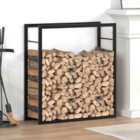 vidaXL Firewood Rack Matt Black 80x28x86 cm Steel