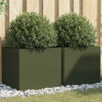 vidaXL Planters 2 pcs Olive Green 49x47x46 cm Steel