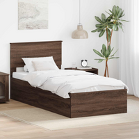 vidaXL Bed Frame with Headboard Brown Oak 90 x 200 cm Engineered Wood
