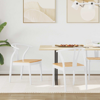 vidaXL Dining Chair 2 pcs White and Natural Solid Rubber Wood