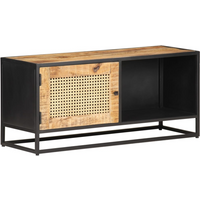 vidaXL TV Cabinet 90x30x40 cm Rough Mango Wood and Natural Cane
