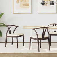 vidaXL Dining Chair 2 pcs Light Brown and Light Solid Rubber Wood
