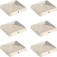 vidaXL Pyramid Fence Post Caps 6 pcs Stainless Steel 101x101 mm