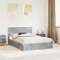 vidaXL Storage Bed Concrete Grey 135 x 190 cm Engineered Wood