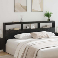 vidaXL Headboard Black Oak 220 x 17 x 102 cm Engineered Wood