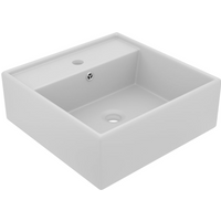 vidaXL Luxury Basin Overflow Square Matt Light Grey 41x41 cm Ceramic