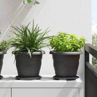 vidaXL Plant Pots 6 pcs Black Ø 22 x 18 cm Plastic